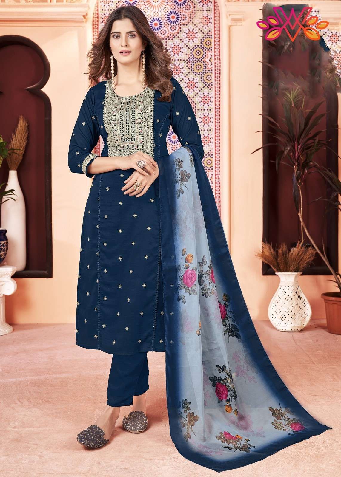 Navy Blue Straight Salwar..